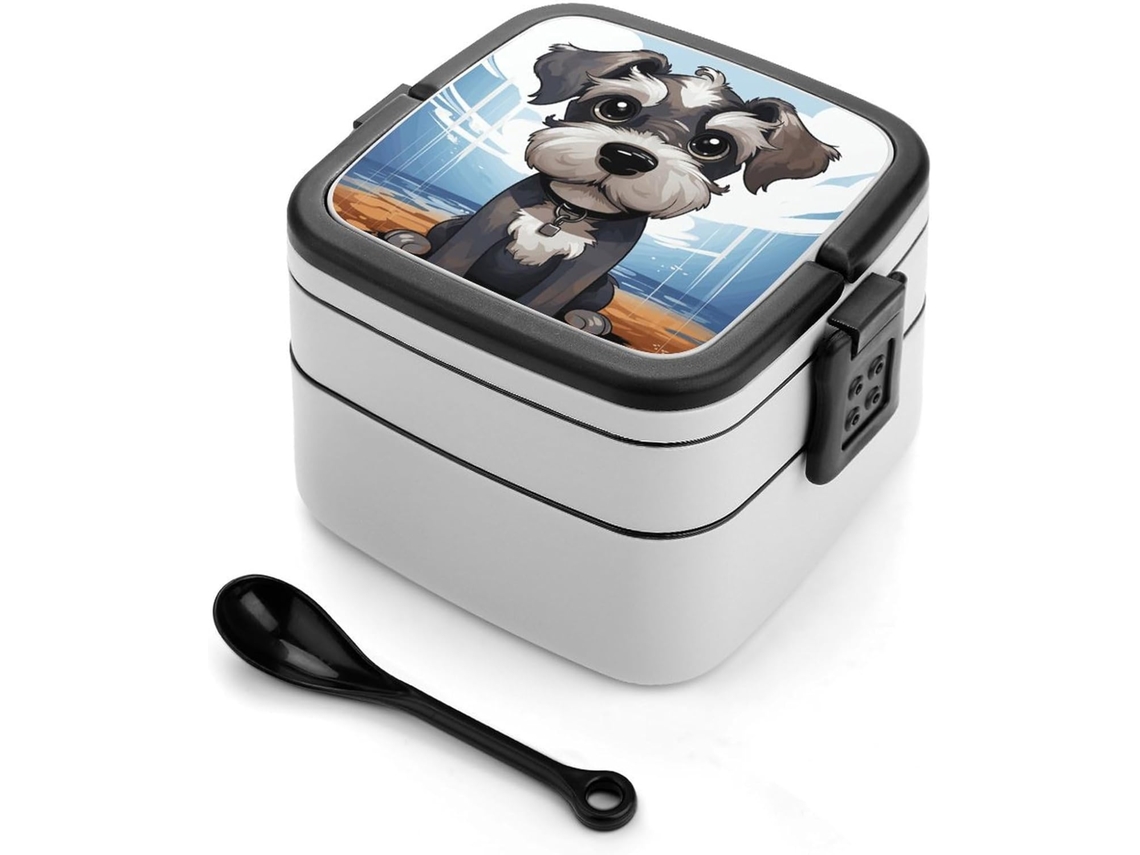 Marmita Bento Adorável Em Formato De Schnauzer, Com Design Moderno E Minimalista De Duas Camadas, Empilhável, À Prova De