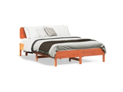 Vidaxl Cama Sem Colchão 135x190 Cm Madeira Pinho Maciça Castanho-mel