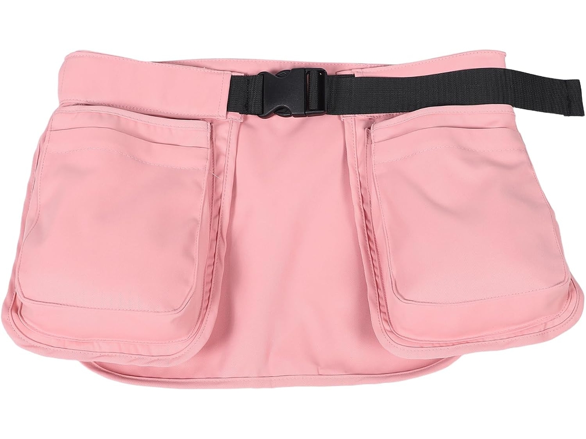 Bolsa de cintura com diversos compartimentos para bolsas e sacolas, rosa, poliéster.