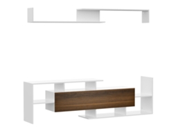 Móvel de TV com prateleira de parede e 153,6x25x42 Cm 150x14,5x16,3 Cm branco marrom MARCA