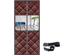 Cortina De Porta Isolante Com Tiras Mais Largas, Térmica Pu + Algodão Janela Transparente E Alças Fivela