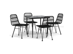 Maison Exclusive - 5 Pcs Conjunto De Jantar P/ Jardim Vime Pe Preto