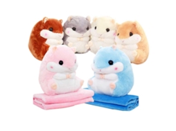 Cute Plush Hamster Stuffed Animal Toys With Blanket