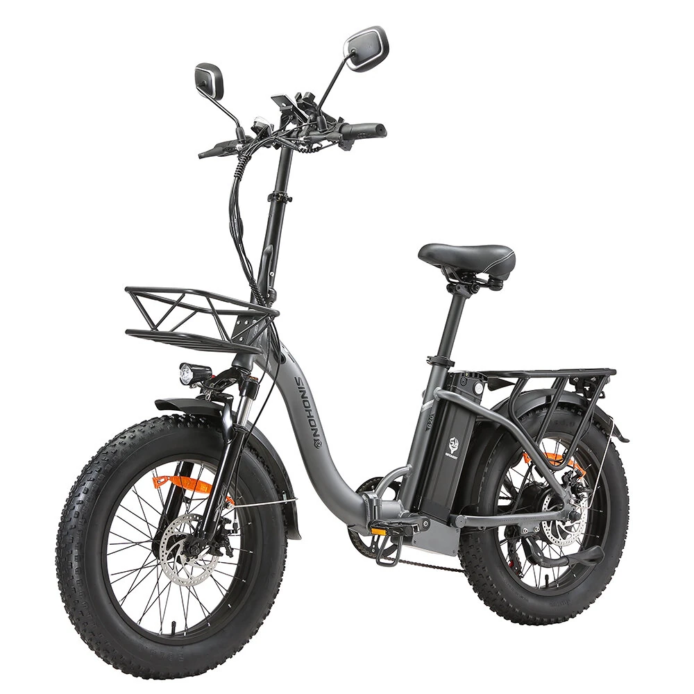 Bicicleta Elétrica Dobrável Sinohon B20 48v 18ah Motor de 750w 45 km/h 20 Polegadas de Alcance Máximo de 80 a 100km Shimano 7 Velocidades Carga Máxima de 150kg