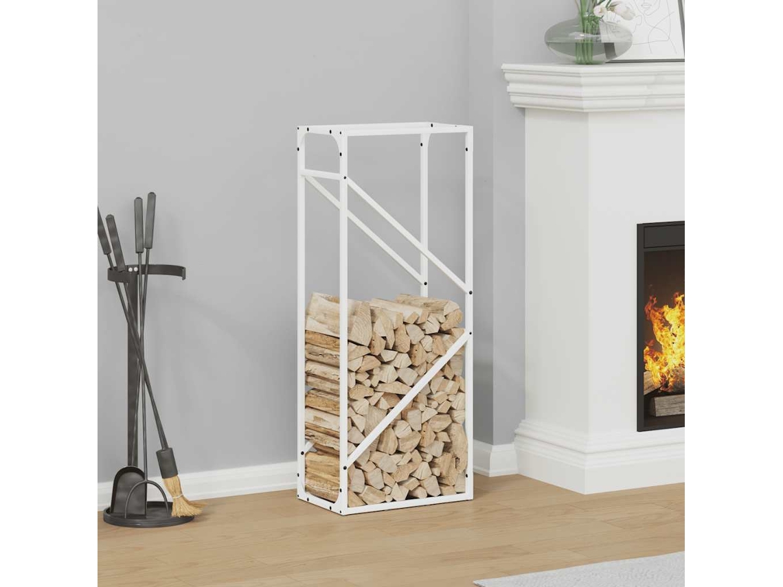 Vidaxl Suporte Para Lenha 40x25x100 Cm Aço Laminado A Frio Branco