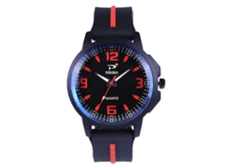 Reloj De Pulsera Para Hombre De Silicona Con Dial Redondo Deportivo De Cuarzo (rojo)