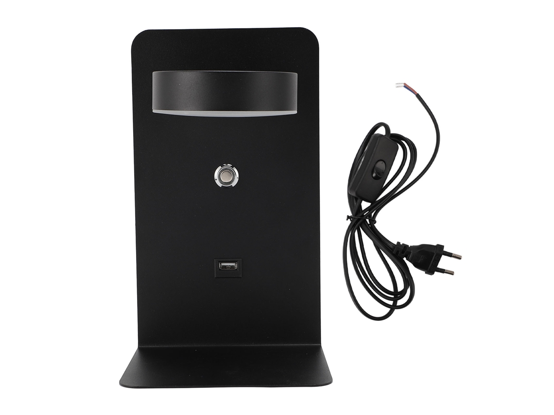 Lâmpada de Parede Led plug-in com interruptor, porta USB e ajuste de luz rotativa para quarto | S/MARCA