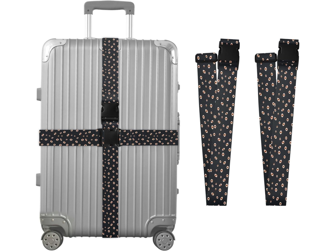 Conjunto De 2 Cintas Bagagem Com Padrão Ilhós Para Malas, Cintas De Viagem, Acessórios Para Cintos, Conector De Bagagem