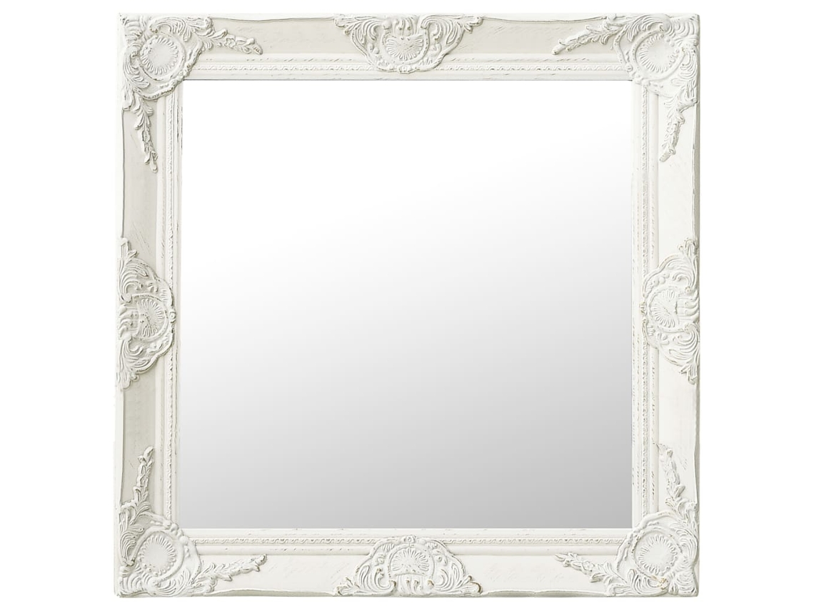 Vidaxl Espelho De Parede Estilo Barroco 60x60 Cm Branco