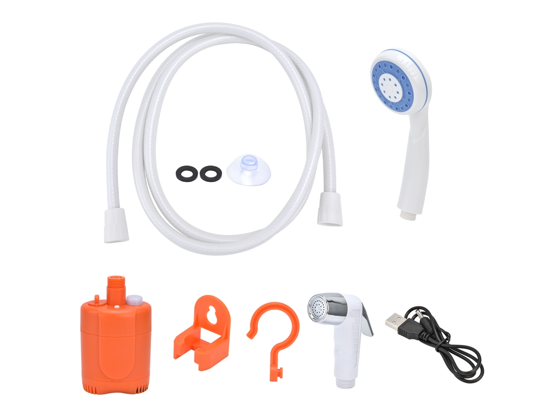 Conjunto de chuveiro portátil para exterior com bateria USB ideal para acampamentos caminhadas e viagens laranja S/MARCA