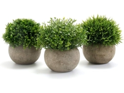 Conjunto De 3 Plantas Artificiais Para Interiores, Plantas Falsas De Plástico Com Vasos Cinza, Grama Artificial Para Decoração De Exteriores