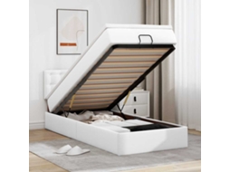 Vidaxl Cama Otomana Com Colchão 80x200 Cm Couro Artificial Branco