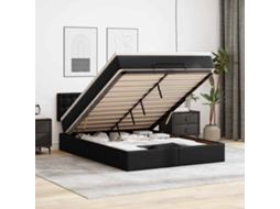 Vidaxl Cama Otomana Com Colchõesleds 140x190cm Couro Artificial Preto