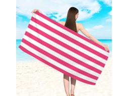 Yuysan Toalha De Praia Listrada Em Microfibra, Alta Absorção E Secagem Rápida, 150x75cm, Modelo St1454, Cor Rosa Vermelha