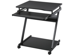Secretária Para Computador Com Rodas 60x48 Cm Com Prateleira Deslizante Para Teclado E Inferior Estrutura Metálica Preto