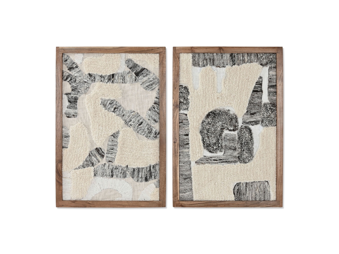 Home Esprit Branco Cinza Abstrato Pintura Urbana 43 X 3 X 63 Cm (2 Unidades)