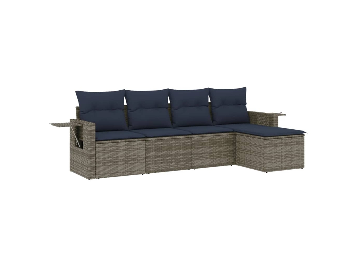 Conjunto de Sofá de Jardim, 5 Peças, Almofadas, Rattan Cinza MAISON EXCLUSIVE