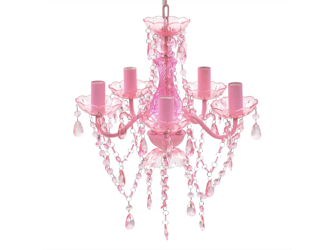 Vidaxl Lustre Rosa Com 5 Bulbos