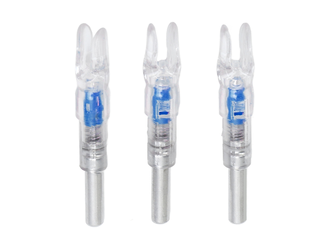 3pcs Nocks Iluminados De Arco Automáticos Com Interruptor 6.2mm Diâmetro Interno Para Caça Noturna Azul