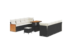 Maison Exclusive - Conjunto De Sofá De Jardim 12 Pcs Preto E Creme Vime Pe