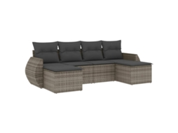 Maison Exclusive - 6 Pcs Conjunto Sofás De Jardim Com Almofadões Vime Cinzento