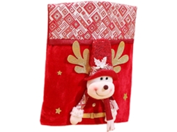 Capa Para Cadeira De Festa Com Papai Noel E Boneco De Neve, Tecido Macio Não Tecido, Fácil De Instalar