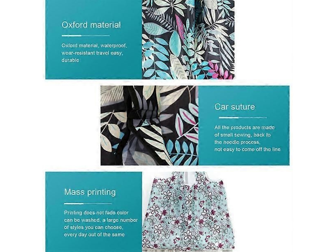 Sacolas Reutilizáveis ​​para Compras, Sacola Grande e Resistente, Dobrável e com Bolso. GOKOCO