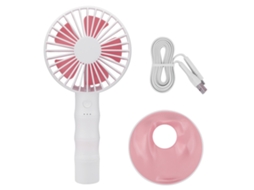 Ventilador Portátil Usb Recarregável Rosa Casa Escritório