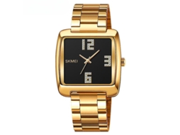 Lurelia Relógio De Quartzo Masculino, Aço Inoxidável, Liga Metálica, Mostrador Grande, Cristais/strass, 30m, Dourado, Modelo Lx13610