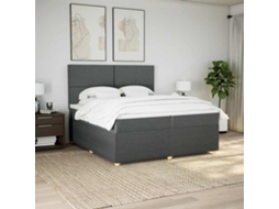 Cama Com Molas/colchão 200x200 Cm Tecido Cinzento-escuro