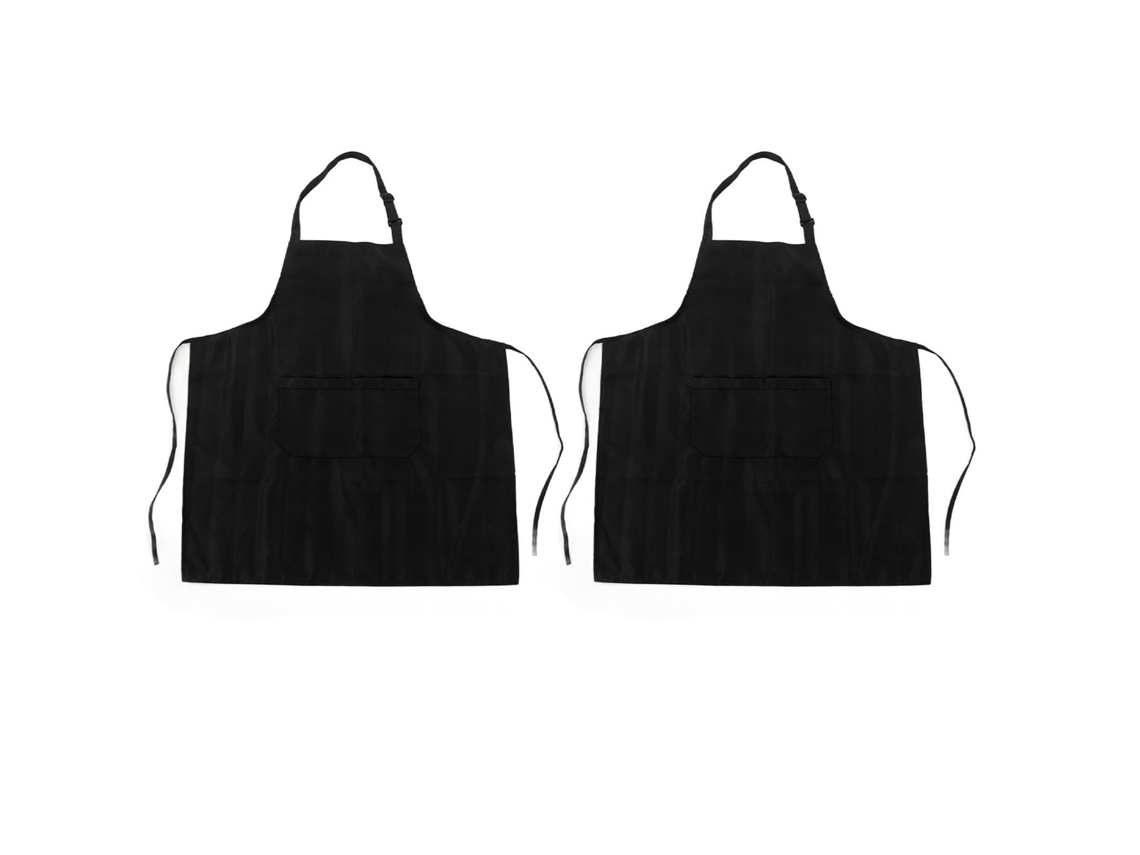 Avental De Cozinha Impermeável Ajustável Alça De Pescoço Respirável Macio Cozinha Babador Avental Com Bolso Para Churrasco Cozimento 2 Peças Preto