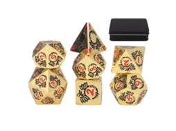 Mali 7pcs Dados Poliédricos de Metal com Padrão de Dragão para Rpg e Jogos de Tabuleiro