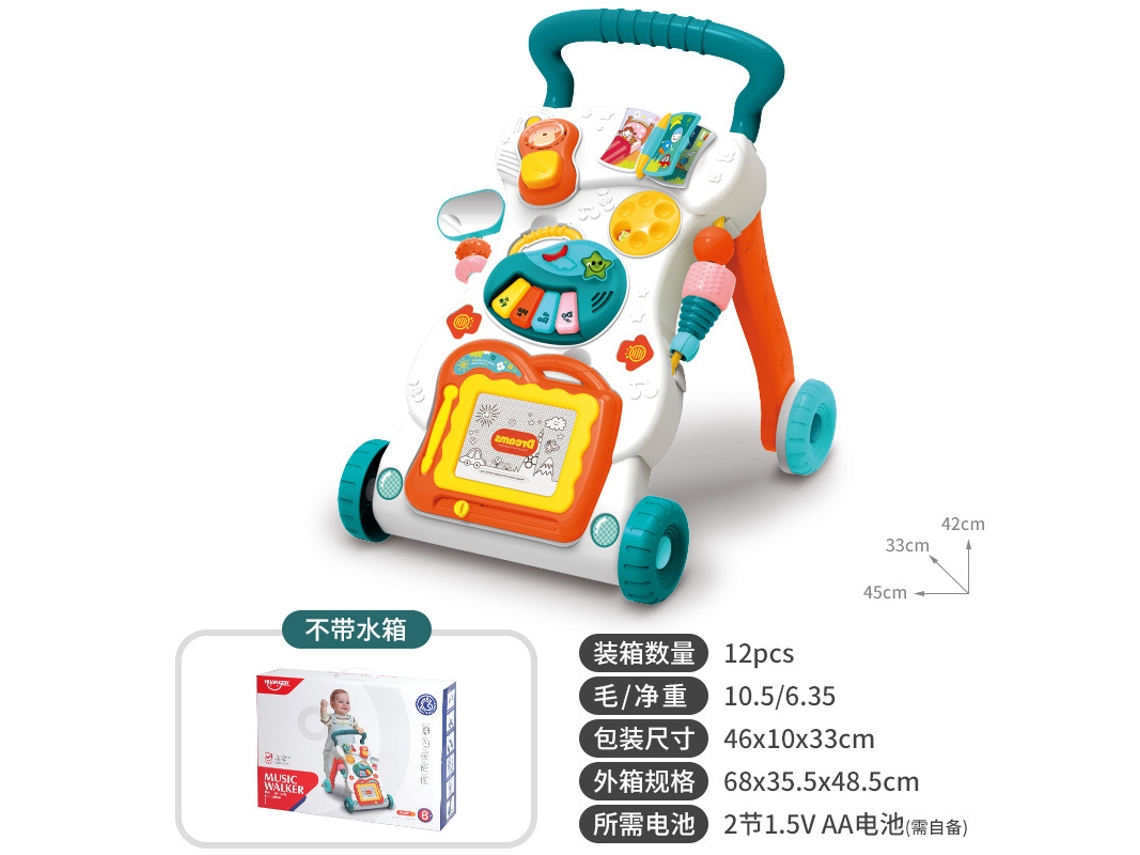 Andador de Brinquedo para Bebês de 6 a 18 Meses: Carrinho Anti tombamento, Musicaltela Clássica/verde CHENNNLS