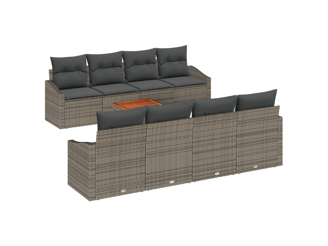 Conjunto 9 Conjunto De Sofá De Jardim Vidaxl Cinzento Vime Pe (55 X 55 X 37 Cm)