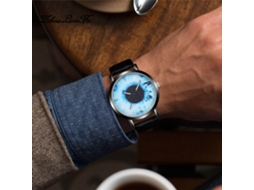 Reloj De Pulsera Para Hombre De Cuero Negro Con Dial Redondo Analógico De Cuartzo