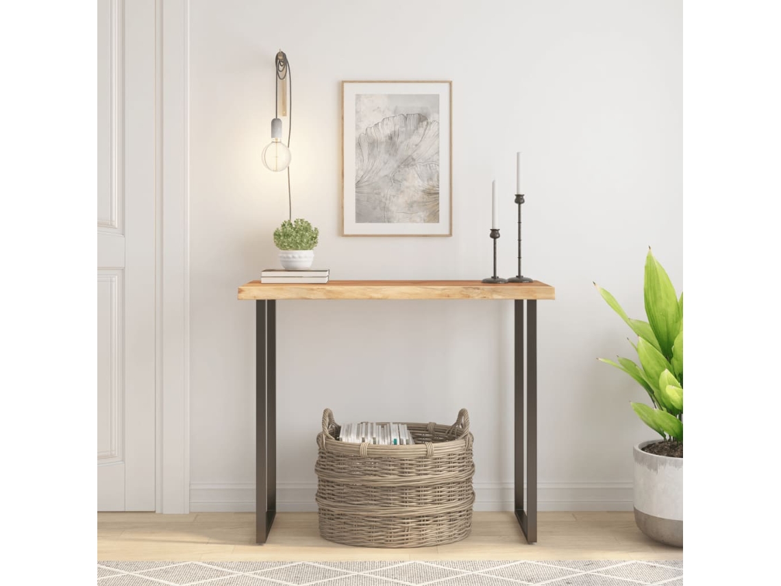 Vidaxl Tampo De Mesa Retangular Borda Viva 90x40x3,8 Cm Acácia Maciça