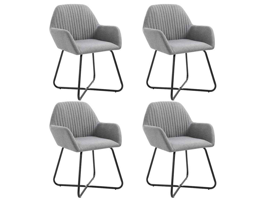 Vidaxl Cadeiras De Jantar 4 Pcs Tecido Cinzento-claro