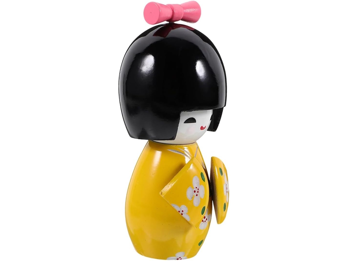 Elegante Boneca Japonesa Madeira Formato Quimono Detalhes Intrincados Ideal Decoração Versátil Escritórios GOKOCO