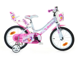 Bicicleta de Criança Roda 16" Rosa e Branco