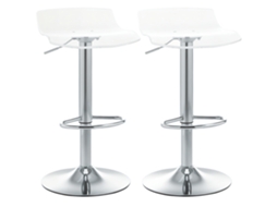 2 banquetas de bar ajustáveis, assento giratório, apoio para os pés, metal e acrílico, transparente BTFORUS