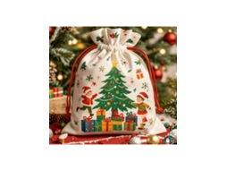Saco De Presente Do Pai Natal, Estampa De Cena, Saco Grande De Linho Com Cordão, Saco De Algodão Para Guardar Lembranças Com Desenho Animado Igvtrade