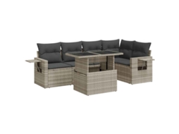 Conjunto 6 de sofás de jardim VIDAXL Cinzeto Rattan / Vime