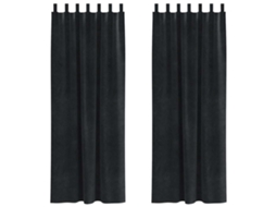 Conjunto 2 Cortinas Opacas Vidaxl Preto Veludo (140 X 260 Cm)