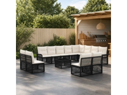 Vidaxl Conjunto De Sofá De Jardim 13 Unid. Preto Vime Pe