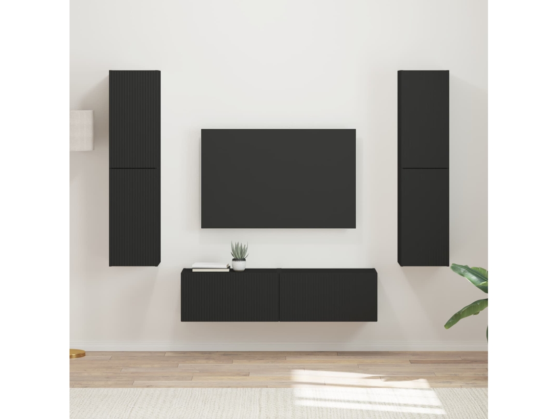 Vidaxl Conjunto De Móvel De Tv 6 Unid. Preto Derivados De Madeira