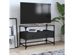 Vidaxl Móvel de Tv C/ Tampo Vidro 80x35x51 Cm Derivados Madeira Preto