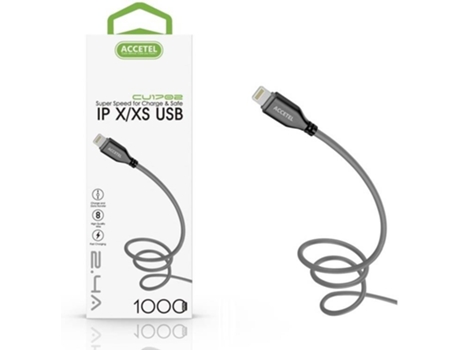 Cabo ACCETEL (Lightning-USB - 1 m - Preto)
