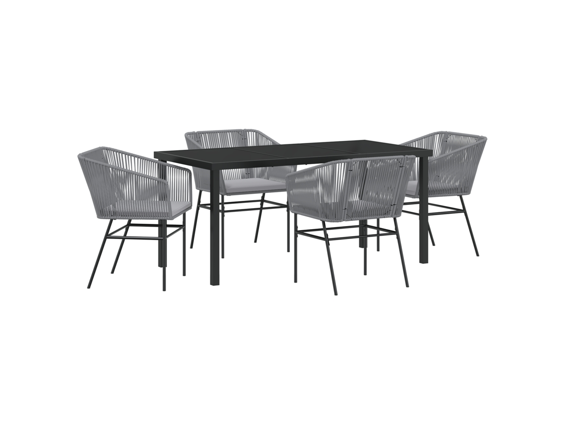 Conjunto 5 De Jantar De Jardim Com Vidaxl E Travesseiros Cinza Em Rattan