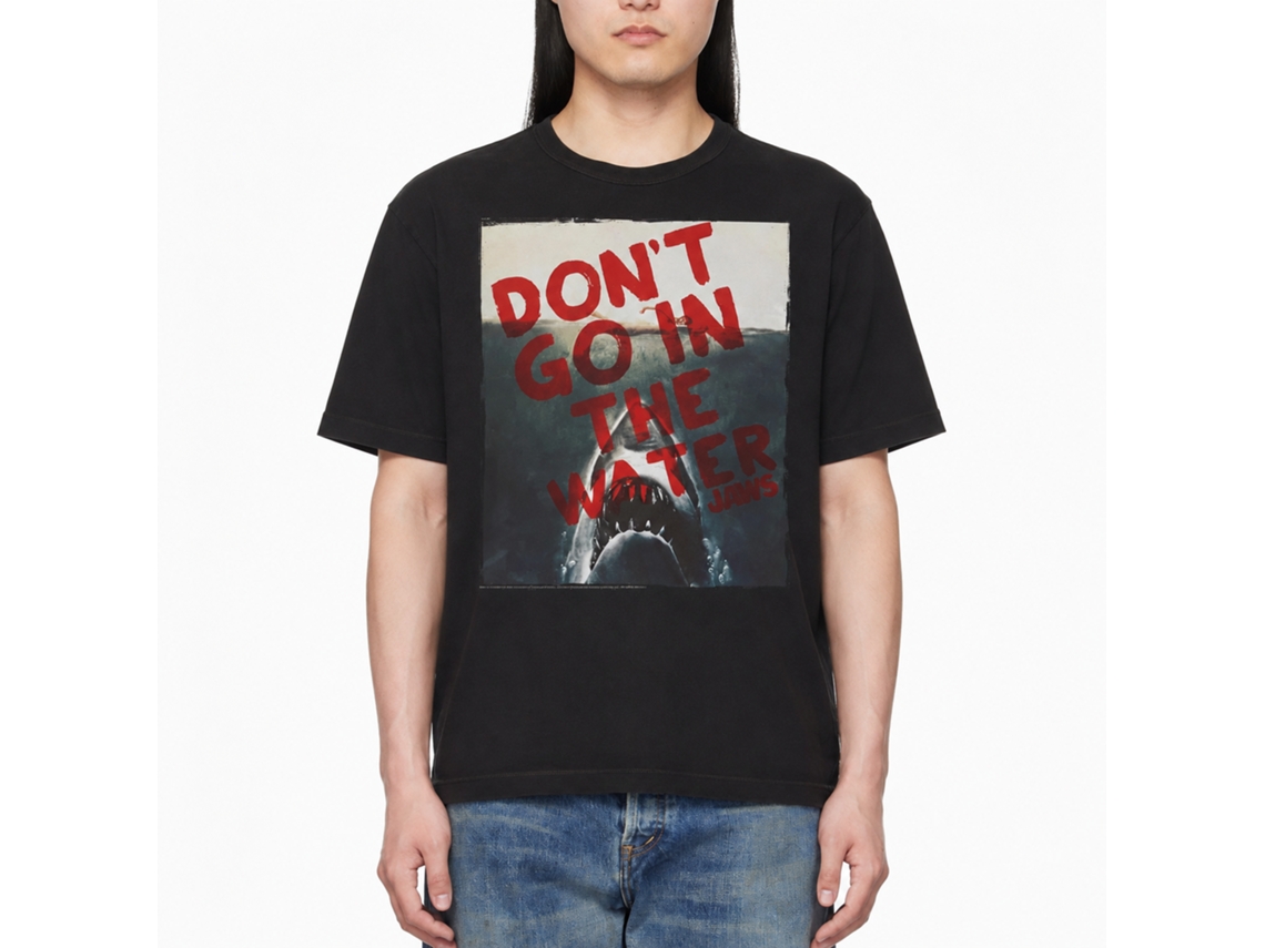 Rockinstone Jaws Movie Don't Do It Heather Black Adult T-shirt Size:m