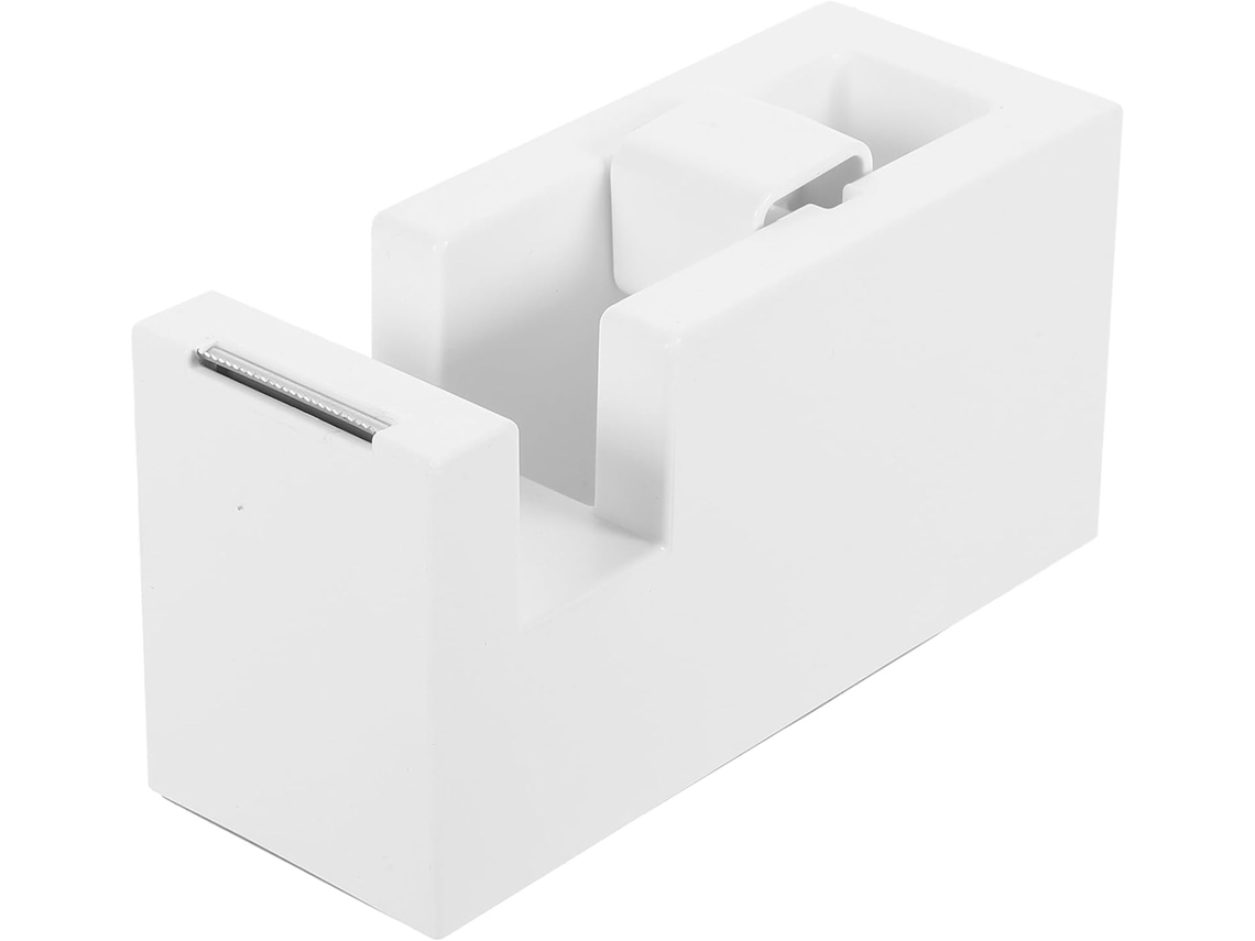 Dispensador de Fita Adesiva Mesa Em Abs Branco, Leve